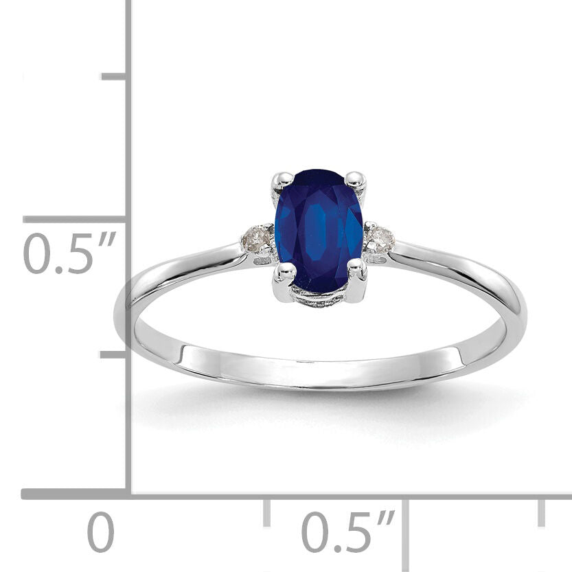 14k White Gold Diamond & Sapphire Birthstone Ring-XBR222
