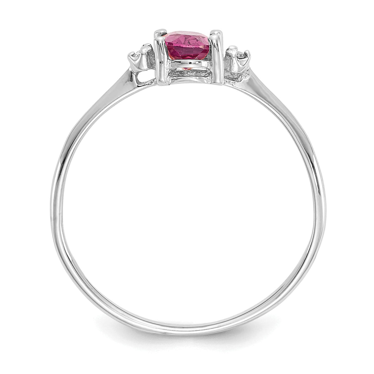 14k White Gold Diamond & Pink Tourmaline Birthstone Ring-XBR223