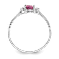 14k White Gold Diamond & Pink Tourmaline Birthstone Ring-XBR223