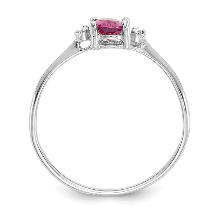14k White Gold Diamond & Pink Tourmaline Birthstone Ring-XBR223