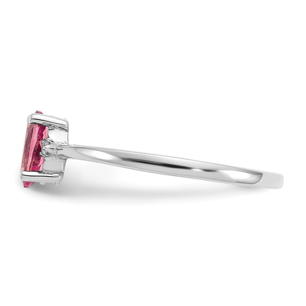 14k White Gold Diamond & Pink Tourmaline Birthstone Ring-XBR223