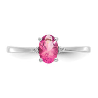 14k White Gold Diamond & Pink Tourmaline Birthstone Ring-XBR223