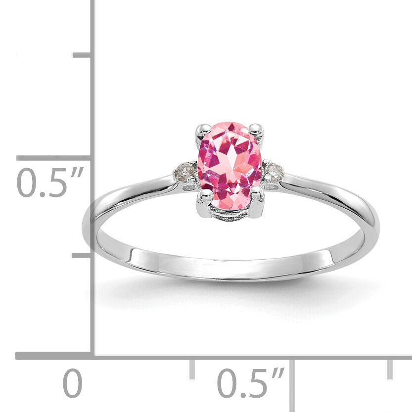 14k White Gold Diamond & Pink Tourmaline Birthstone Ring-XBR223