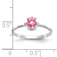 14k White Gold Diamond & Pink Tourmaline Birthstone Ring-XBR223