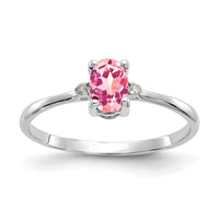 14k White Gold Diamond & Pink Tourmaline Birthstone Ring-XBR223