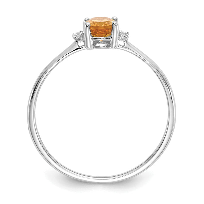 14k White Gold Diamond & Citrine Birthstone Ring-XBR224