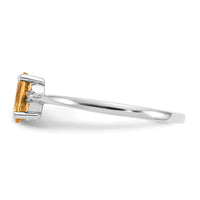 14k White Gold Diamond & Citrine Birthstone Ring-XBR224