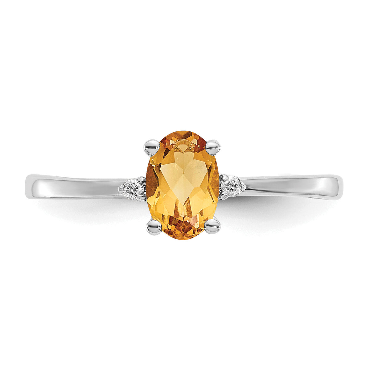 14k White Gold Diamond & Citrine Birthstone Ring-XBR224