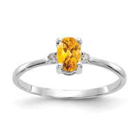 14k White Gold Diamond & Citrine Birthstone Ring-XBR224