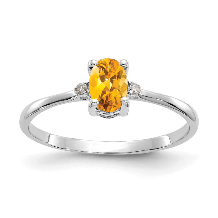 14k White Gold Diamond & Citrine Birthstone Ring-XBR224