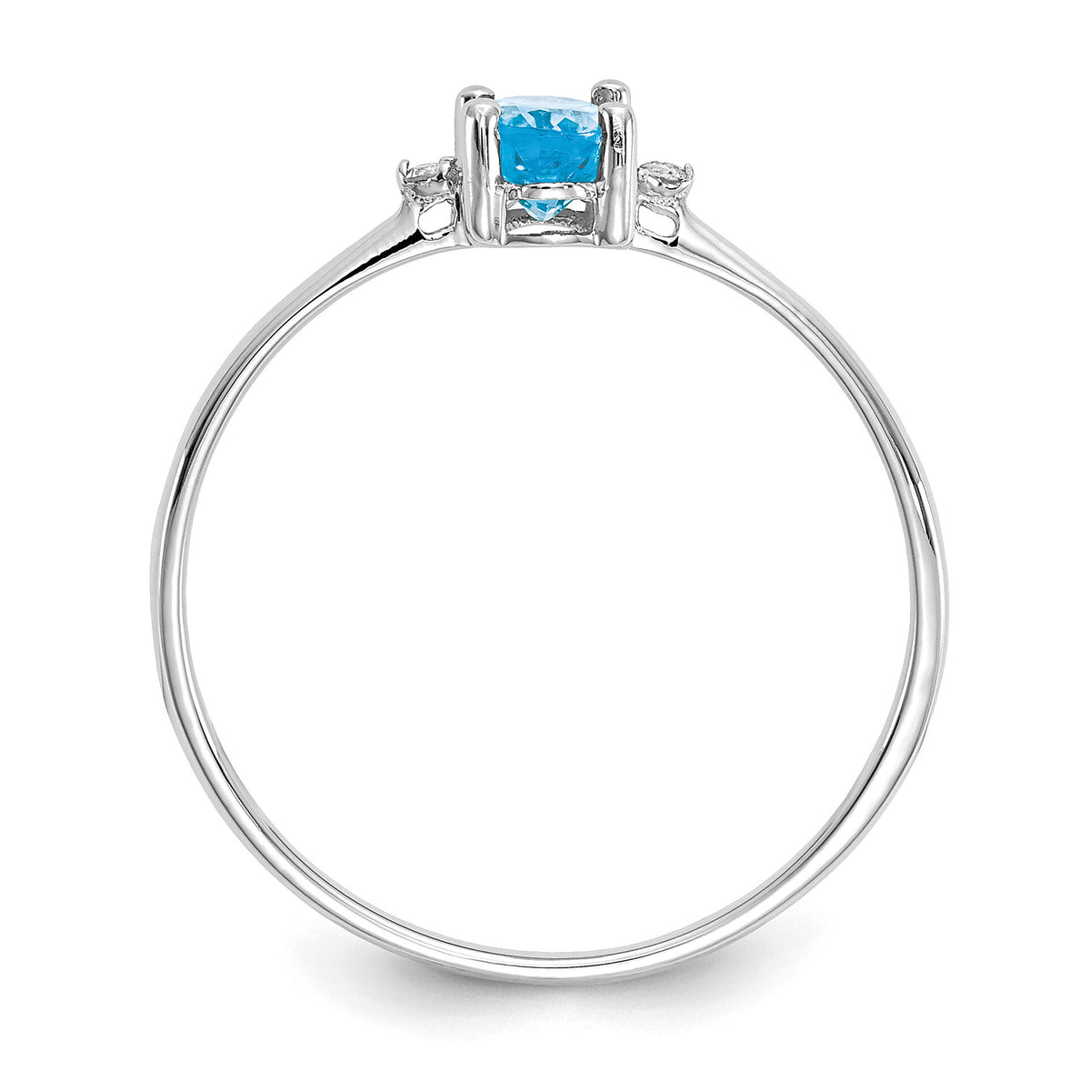 14k White Gold Diamond & Blue Topaz Birthstone Ring-XBR225