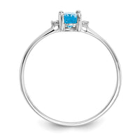 14k White Gold Diamond & Blue Topaz Birthstone Ring-XBR225