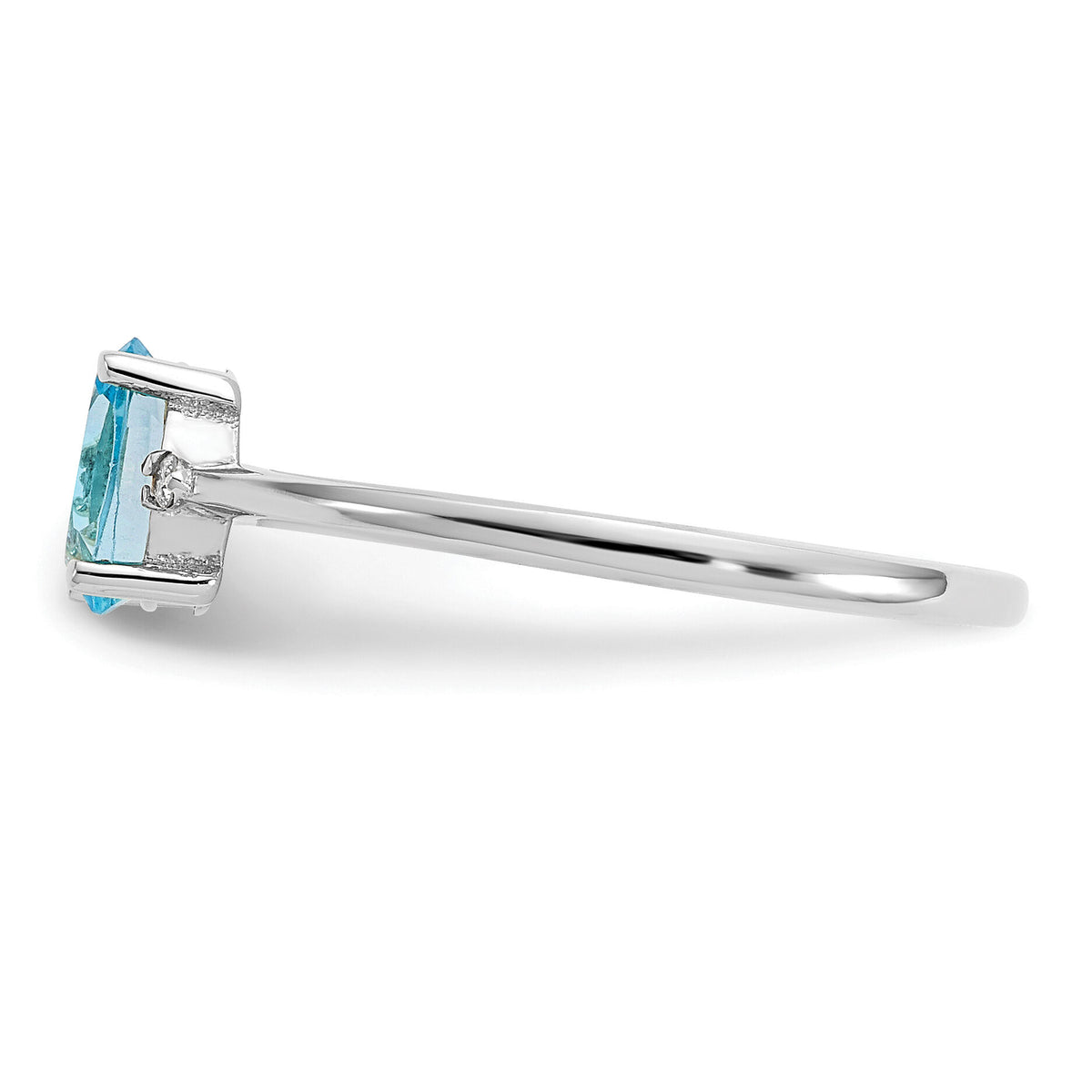14k White Gold Diamond & Blue Topaz Birthstone Ring-XBR225