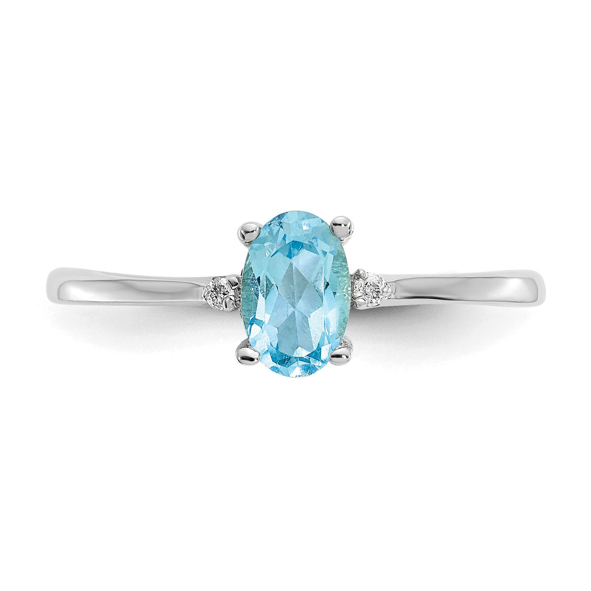 14k White Gold Diamond & Blue Topaz Birthstone Ring-XBR225