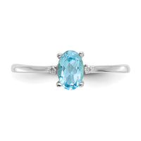 14k White Gold Diamond & Blue Topaz Birthstone Ring-XBR225