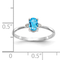 14k White Gold Diamond & Blue Topaz Birthstone Ring-XBR225