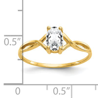 14k White Topaz Birthstone Ring-XBR229