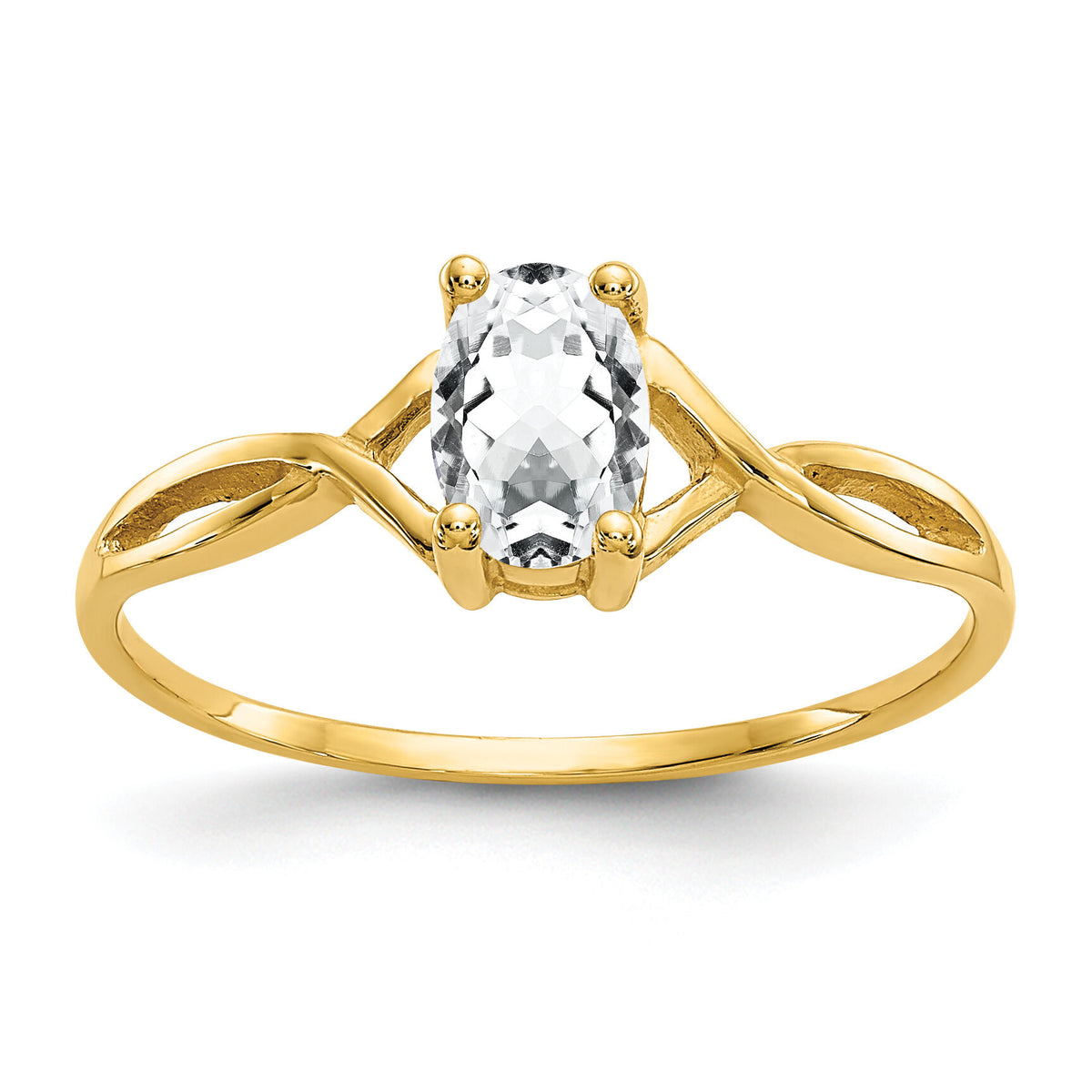 14k White Topaz Birthstone Ring-XBR229
