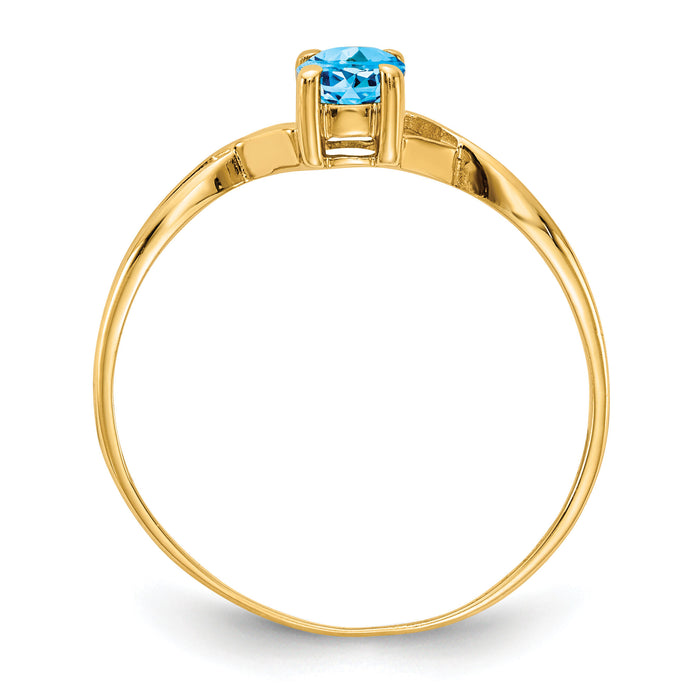 14k Blue Topaz Birthstone Ring-XBR237