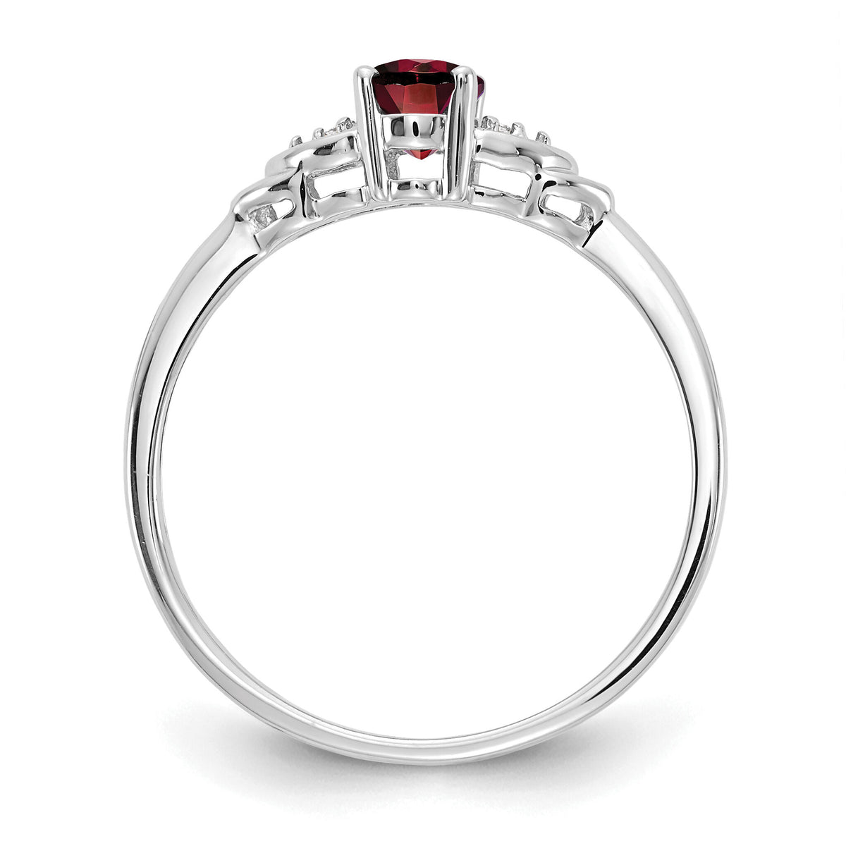 14k White Gold Garnet and Diamond Ring-XBR418