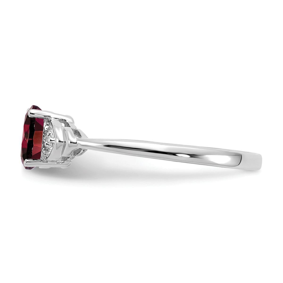 14k White Gold Garnet and Diamond Ring-XBR418