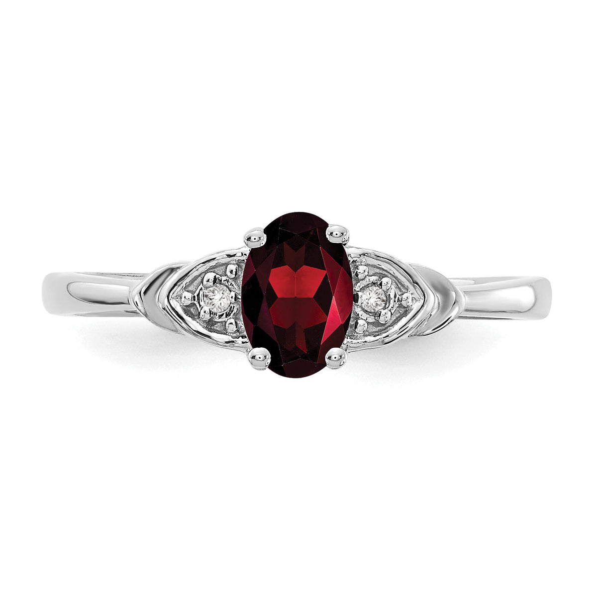 14k White Gold Garnet and Diamond Ring-XBR418