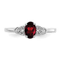 14k White Gold Garnet and Diamond Ring-XBR418