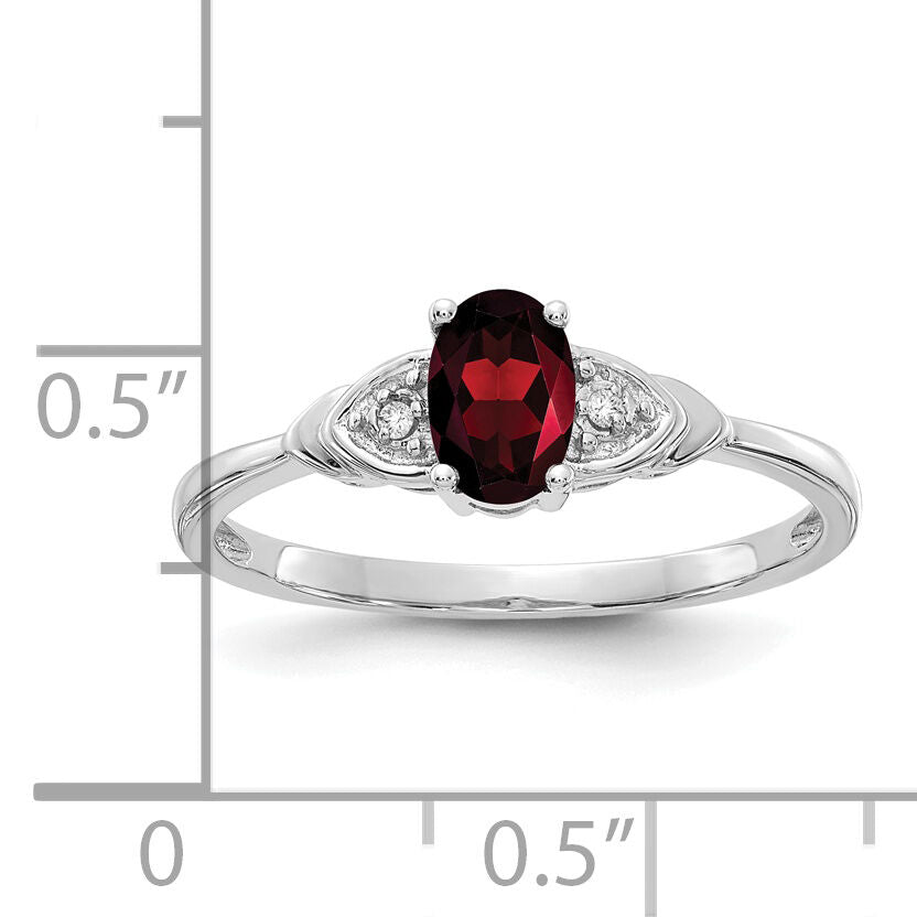 14k White Gold Garnet and Diamond Ring-XBR418