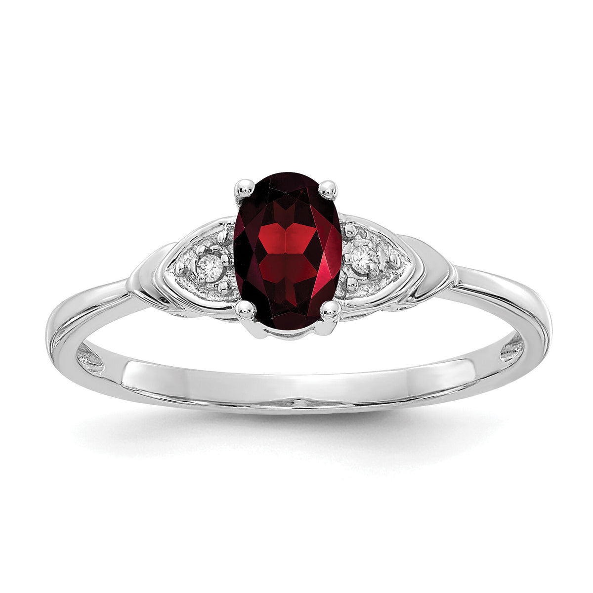 14k White Gold Garnet and Diamond Ring-XBR418