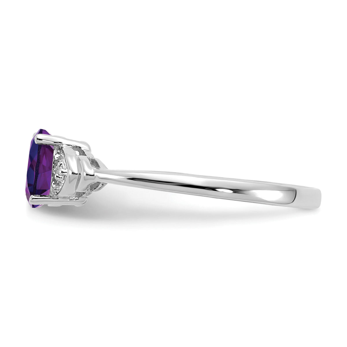 14k White Gold Amethyst and Diamond Ring-XBR419
