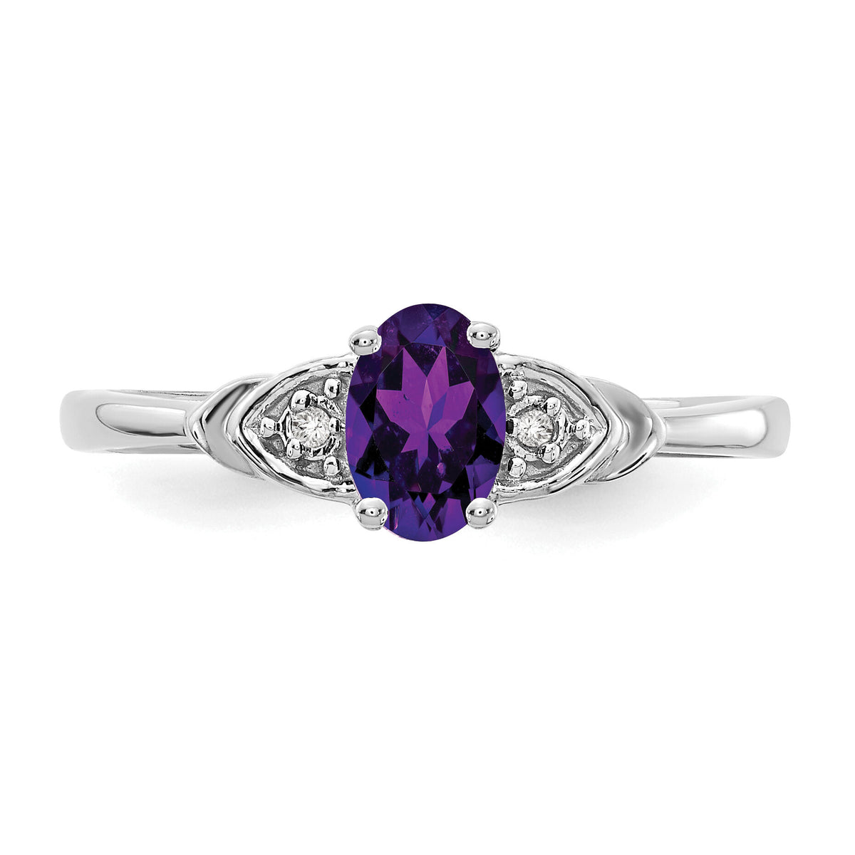 14k White Gold Amethyst and Diamond Ring-XBR419