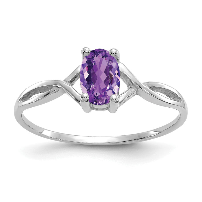 14k White Gold Amethyst Birthstone Ring-XBR421