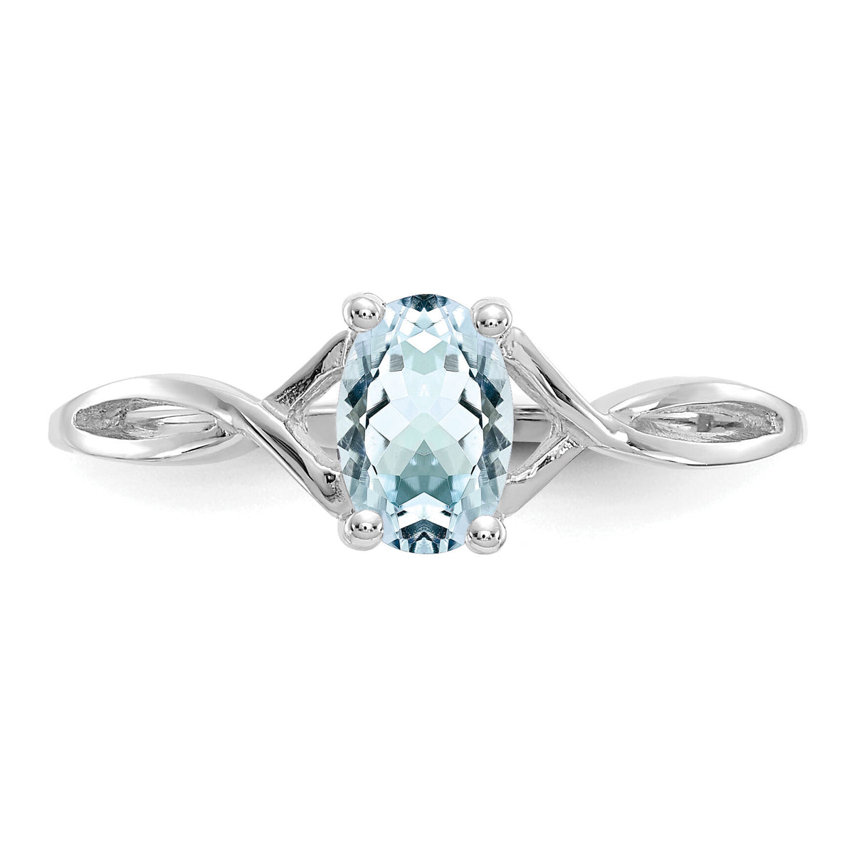 14k White Gold Aquamarine Birthstone Ring-XBR422