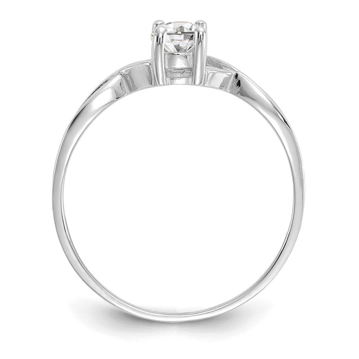 14k White Gold White Topaz Birthstone Ring-XBR423