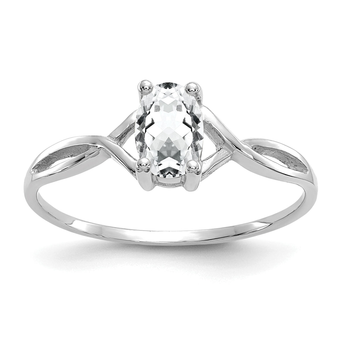 14k White Gold White Topaz Birthstone Ring-XBR423