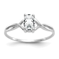 14k White Gold White Topaz Birthstone Ring-XBR423