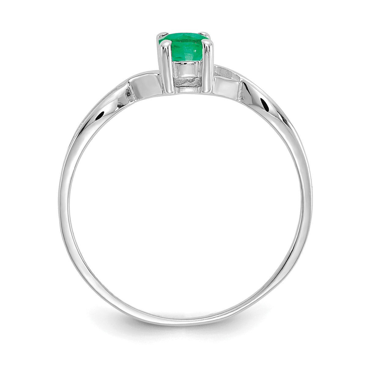 14k White Gold Emerald Birthstone Ring-XBR424