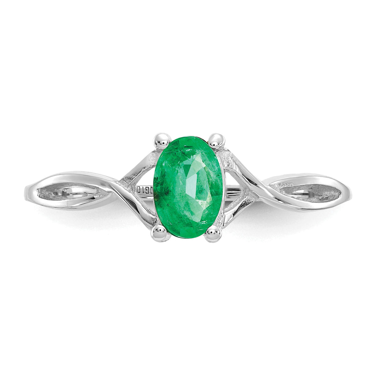 14k White Gold Emerald Birthstone Ring-XBR424