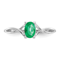 14k White Gold Emerald Birthstone Ring-XBR424