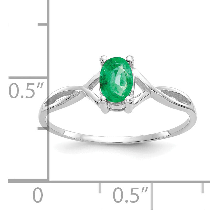 14k White Gold Emerald Birthstone Ring-XBR424