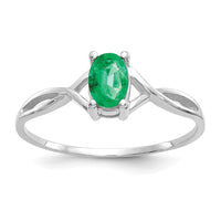 14k White Gold Emerald Birthstone Ring-XBR424