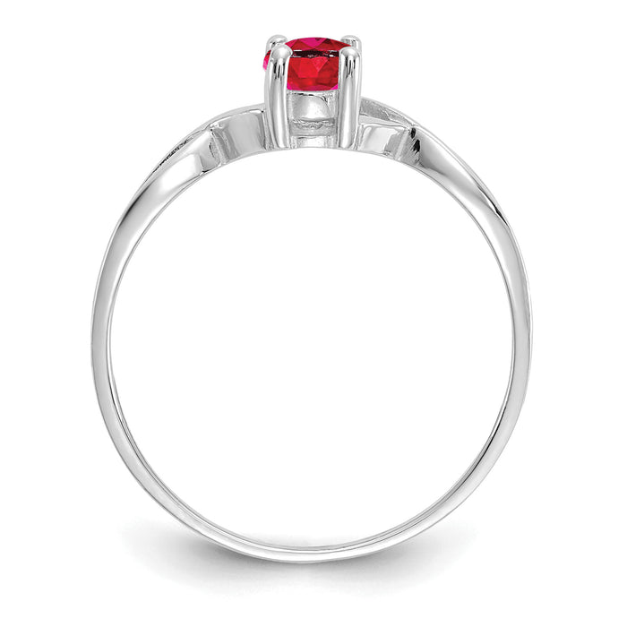 14k White Gold Ruby Birthstone Ring-XBR426