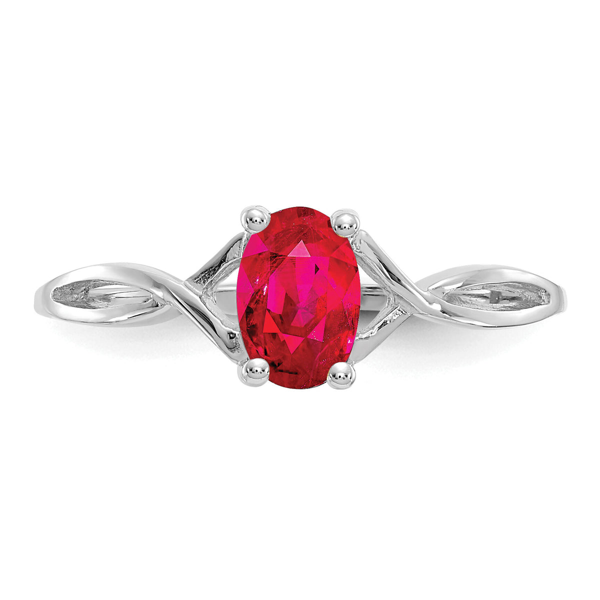 14k White Gold Ruby Birthstone Ring-XBR426