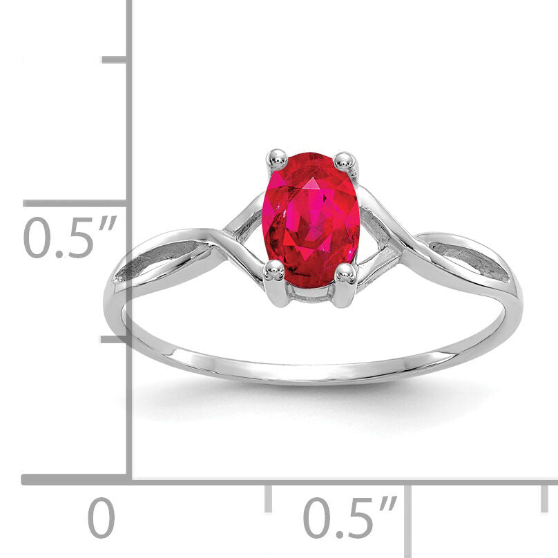 14k White Gold Ruby Birthstone Ring-XBR426