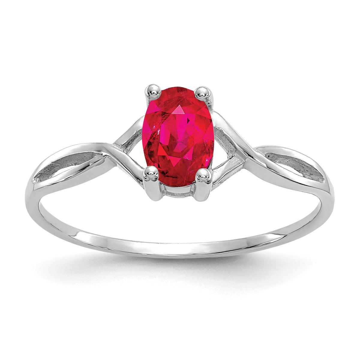 14k White Gold Ruby Birthstone Ring-XBR426