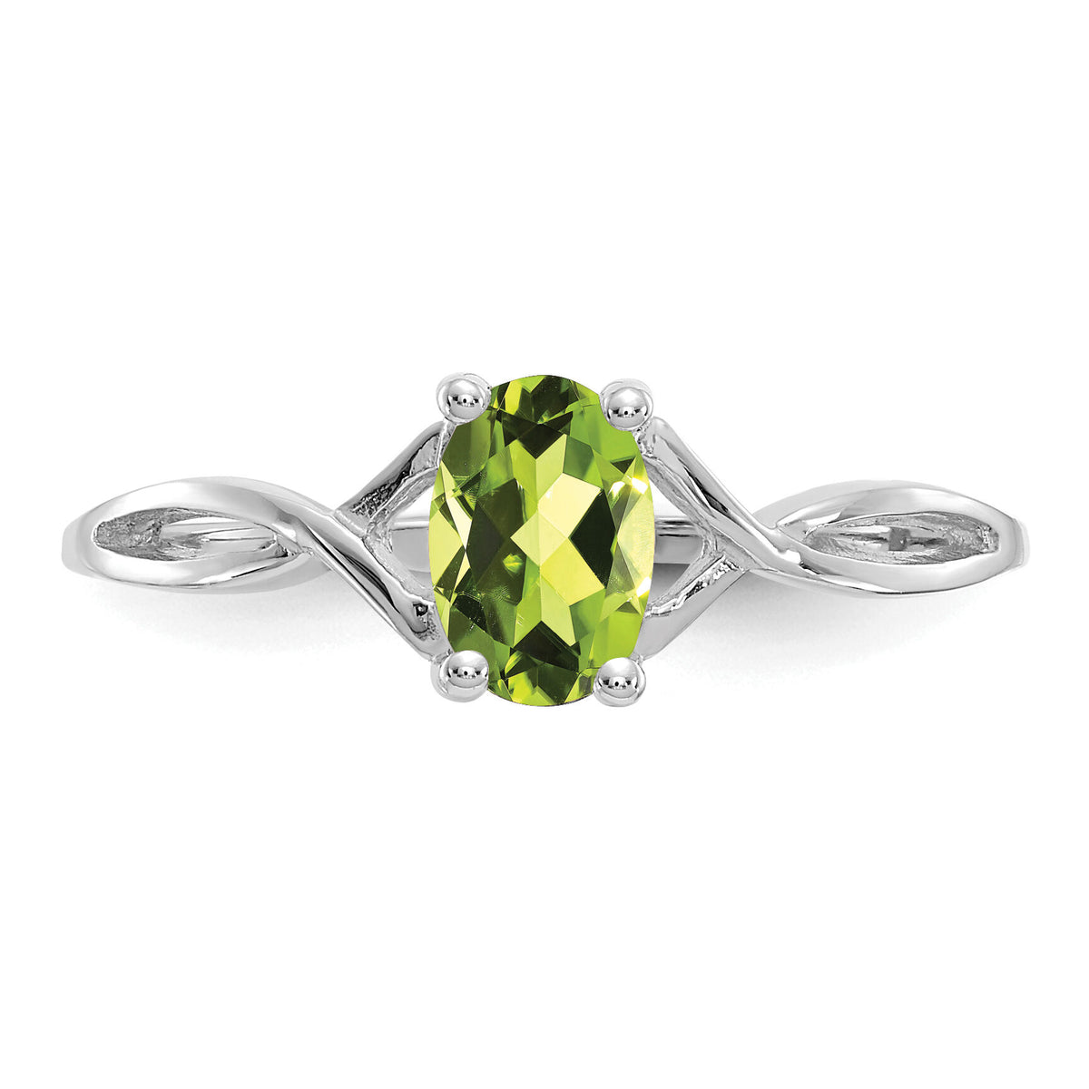 14k White Gold Peridot Birthstone Ring-XBR427