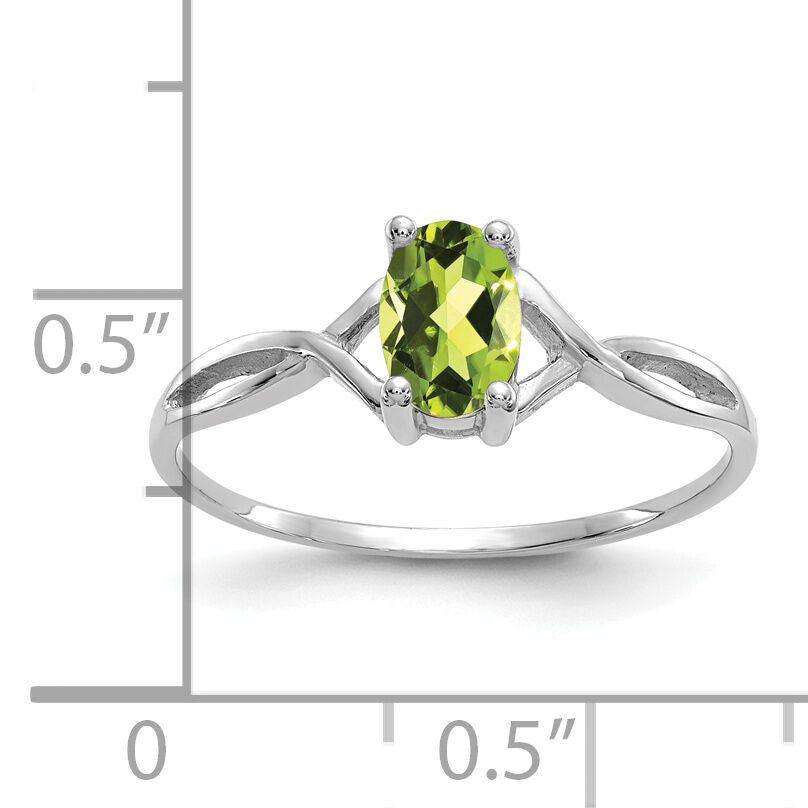14k White Gold Peridot Birthstone Ring-XBR427