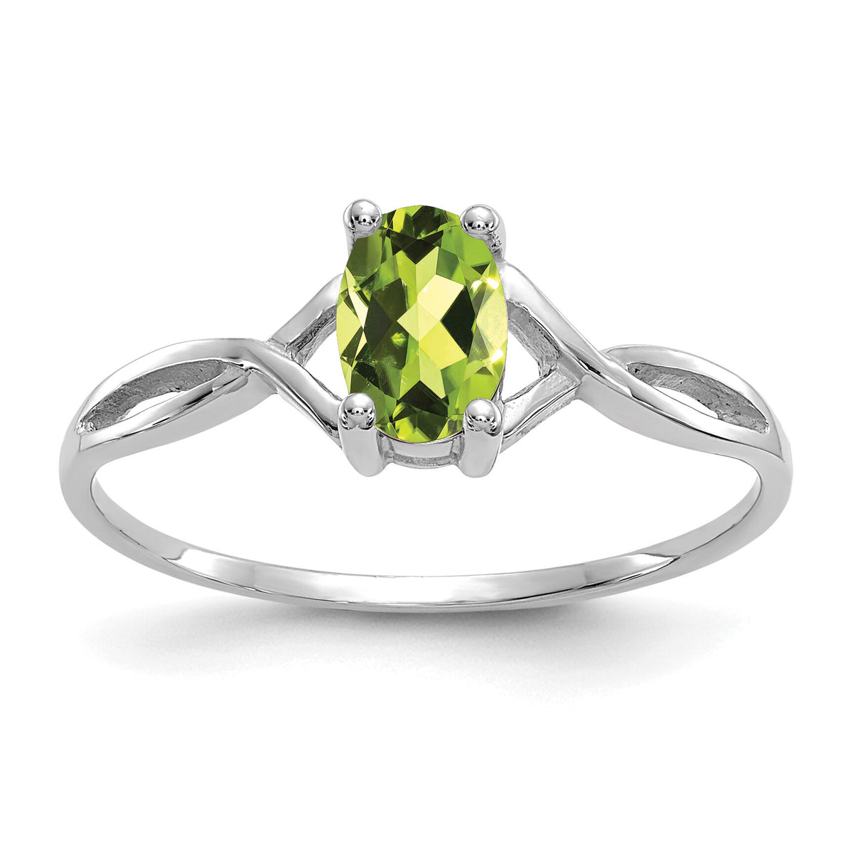 14k White Gold Peridot Birthstone Ring-XBR427