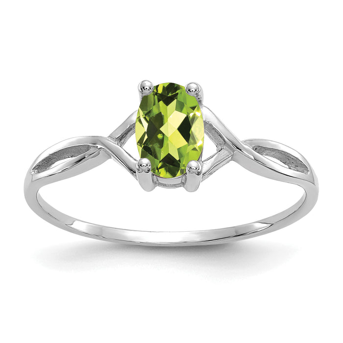 14k White Gold Peridot Birthstone Ring-XBR427