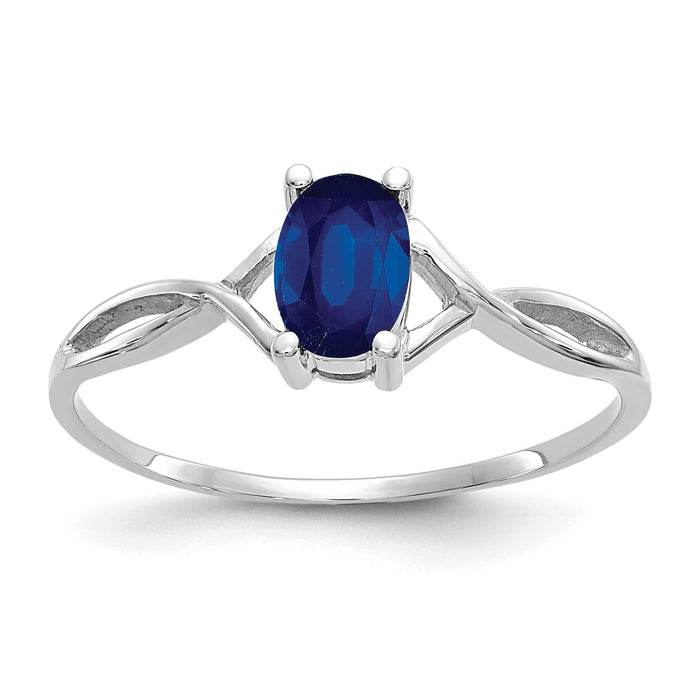 14k White Gold Sapphire Birthstone Ring-XBR428